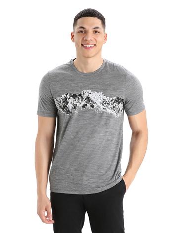 Men's Icebreaker Merino Tech Lite II Short Sleeve Remarkable Range T Shirts Gritstone Heather | CA 1740KORI